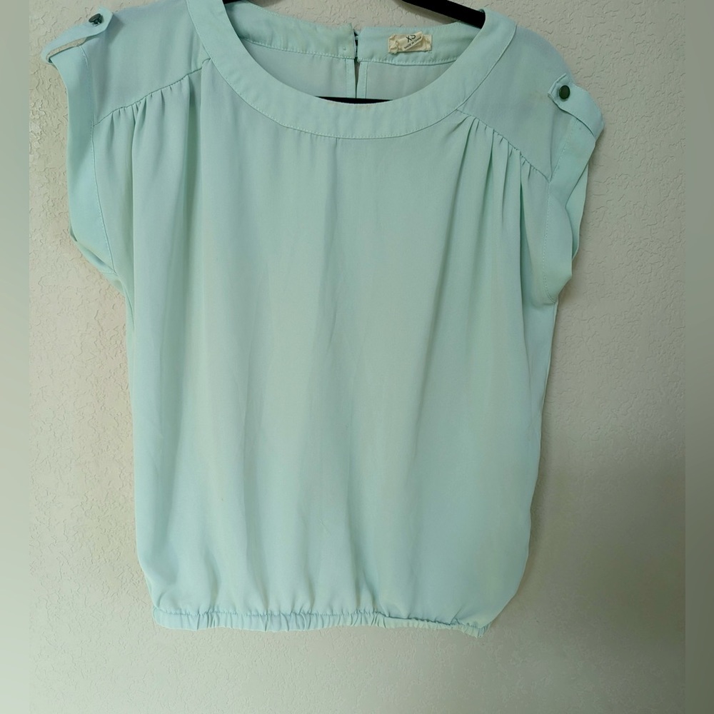 Sea green/blue blouse with keyhole back